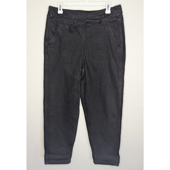 Ulla Johnson Sabi Drawstring Dropped Crotch Tapered Leg Jeans in Black, Size 2 - Picture 5 of 10